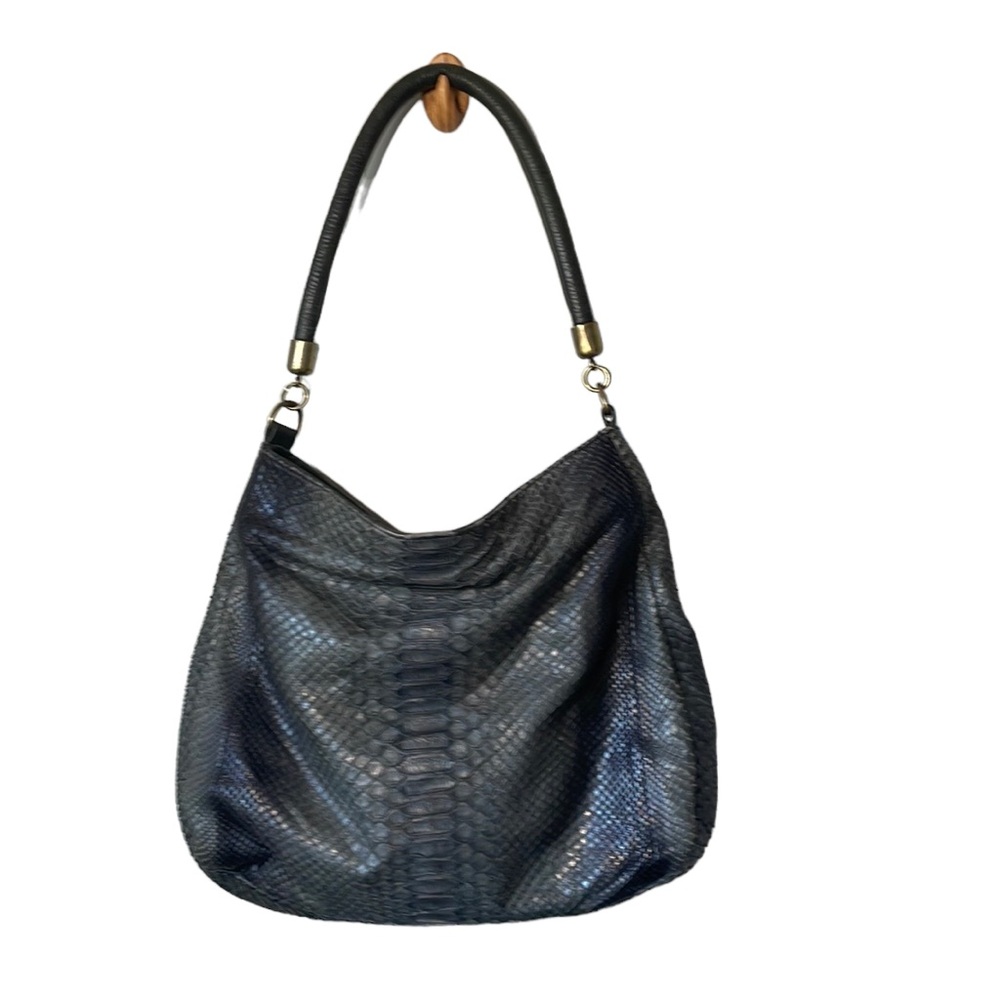 Vintage Jalda PYTHON snakeskin shoulder bag. Snake Python Gray Silver
